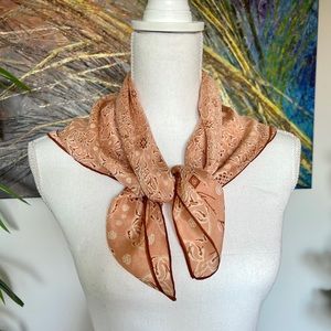 SOLD- Vintage 70s Anne Klein for Robinson & Galluber taupe silk scarf